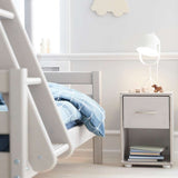Litera 154 cm con escalera y barrera de seguridad, 90/140x200 cm, Blanco