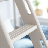 Litera 154 cm con escalera y barrera de seguridad, 90/140x200 cm, Blanco