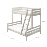 Litera 154 cm con escalera y barrera de seguridad, 90/140x200 cm, Blanco