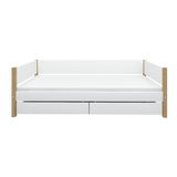 Lit simple avec rangement, 90x200 cm, Blanc/Chêne