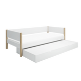 Cama individual con cama nido, 90x200 cm, Blanco/Roble