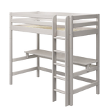 Hochbett 184 cm mit Schreibtisch, Leiter und Absturzsicherung, 90x200 cm, Grau