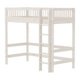 High Bed 184 cm with Ladder and Safety Rail, 90x200 cm, White