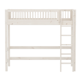 High Bed 184 cm with Ladder and Safety Rail, 90x200 cm, White