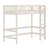High Bed 184 cm with Ladder and Safety Rail, 90x200 cm, White
