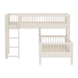 Stapelbed 154 cm met ladder en veiligheidsrek, 90x200 cm, Wit