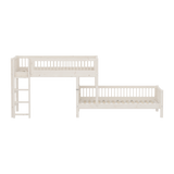 Stapelbed 154 cm met ladder en veiligheidsrek, 90x200 cm, Wit