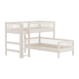 Stapelbed 154 cm met ladder en veiligheidsrek, 90x200 cm, Wit