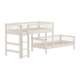 Stapelbed 154 cm met ladder en veiligheidsrek, 90x200 cm, Wit
