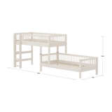 Stapelbed 154 cm met ladder en veiligheidsrek, 90x200 cm, Wit