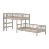 Stapelbed 154 cm met ladder en veiligheidsrek, 90x200 cm, Grijs