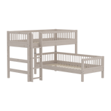 Stapelbed 154 cm met ladder en veiligheidsrek, 90x200 cm, Grijs