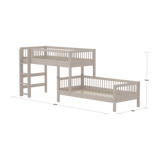 Stapelbed 154 cm met ladder en veiligheidsrek, 90x200 cm, Grijs