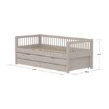 Lit simple avec lit d'appoint et rangement, 90x200 cm, Gris