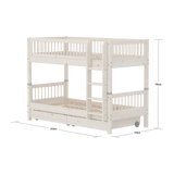 Bunk Bed 154 cm with Storage and Safety Rail, 90x200 cm, White