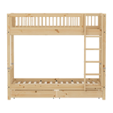 High Bunk Bed with Storage, 90x200 cm, Pine