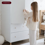 SAGA Cupboard, 2 door & 2 drawer, White with grooves
