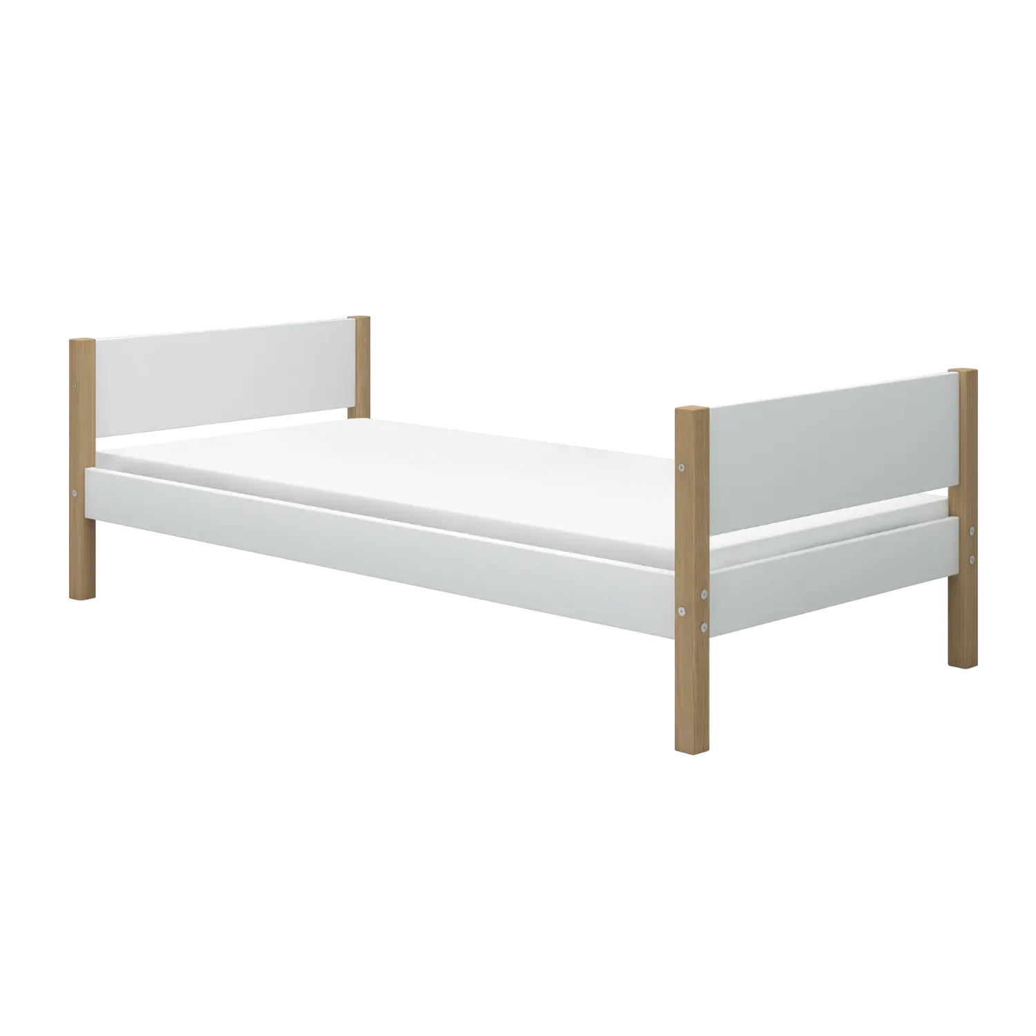 Single Bed, 90x200 cm, White/Oak – FLEXA