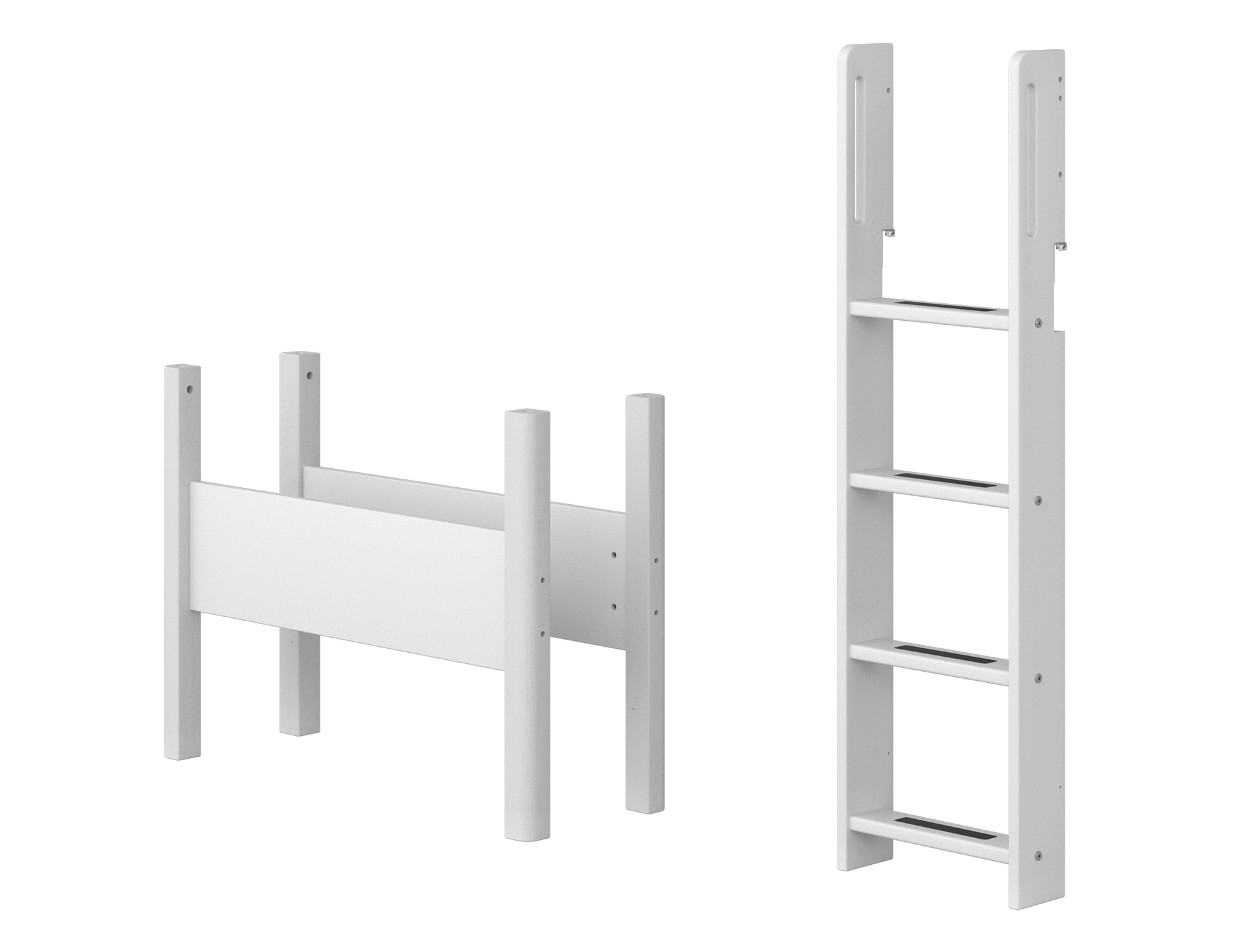White - Senkrechte Leiter und Pfosten für mittelhohes Bett – FLEXA