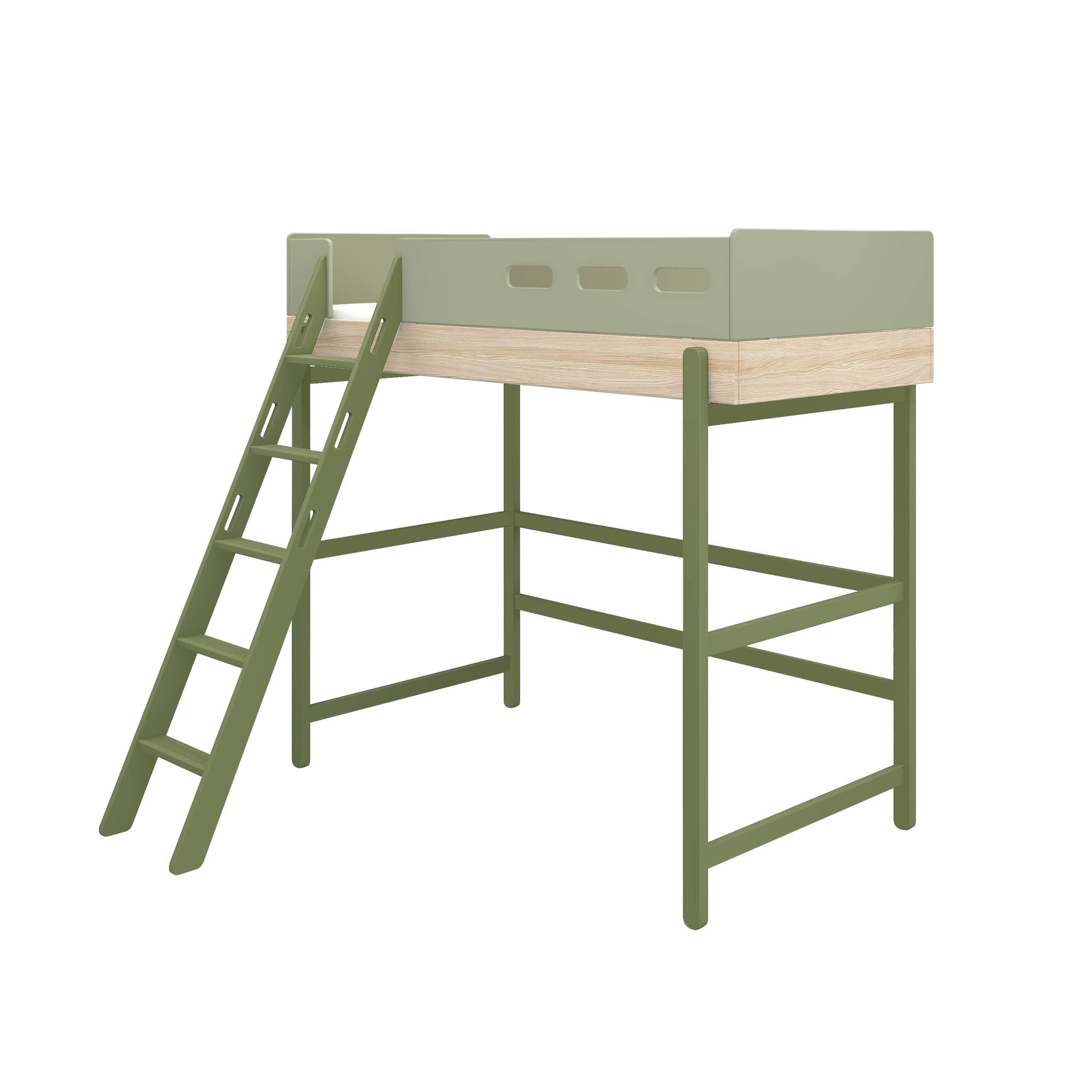 High bed with slanting ladder FLEXA