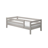 Lit simple avec barrière de sécurité, 90x200 cm, Gris