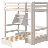 Hoogslaper 184 cm met bank, bureau, ladder en veiligheidsrek, 90x200 cm, Wit