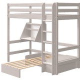 Lit haut 184 cm avec canapé, échelle et barrière de sécurité, 90x200 cm, Gris