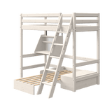 Hochbett 184 cm mit Sofa, Schreibtisch und Absturzsicherung, 90x200 cm, Weiß