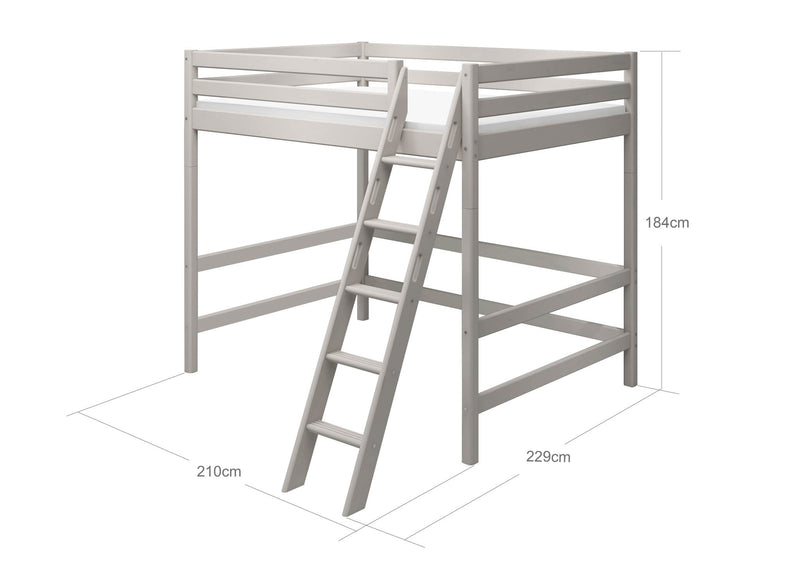 High bed with slanting ladder