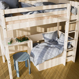 Hoogslaper met bank, bureau en matras, 90x200 cm