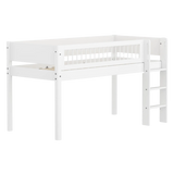 High Bed 120 cm with Ladder and Safety Rail, 90x200 cm, White