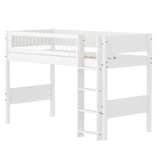 High Bed 143 cm with Ladder and Safety Rail, 90x200 cm, White