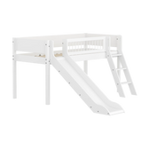High Bed 120 cm with Slide, Ladder and Safety Rail, 90x200 cm, White