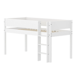 Hochbett 120 cm mit Leiter und Absturzsicherung, 90x200 cm, Weiß