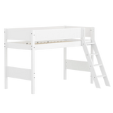 Hochbett 143 cm mit Leiter und Absturzsicherung, 90x200 cm, Weiß
