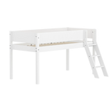 Lit haut 120 cm avec échelle et barrière de sécurité, 90x200 cm, Blanc