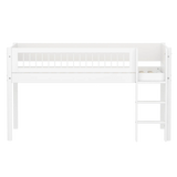 High Bed 120 cm with Ladder and Safety Rail, 90x200 cm, White