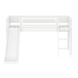 High Bed 120 cm with Slide, Ladder and Safety Rail, 90x200 cm, White