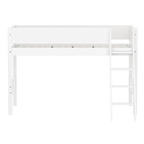 Hochbett 143 cm mit Leiter und Absturzsicherung, 90x200 cm, Weiß