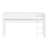 Hochbett 120 cm mit Leiter und Absturzsicherung, 90x200 cm, Weiß