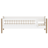 Lit simple avec barrière de sécurité, 90x200 cm, Blanc/Chêne