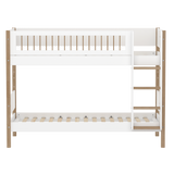 Stapelbed 154 cm met ladder en veiligheidsrek, 90x200 cm, Wit/Eiken