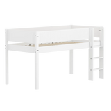 Hochbett 120 cm mit Leiter und Absturzsicherung, 90x200 cm, Weiß