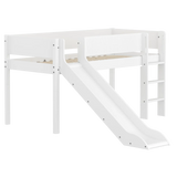 High Bed 120 cm with Slide, Ladder and Safety Rail, 90x200 cm, White