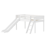High Bed 120 cm with Slide, Ladder and Safety Rail, 90x200 cm, White
