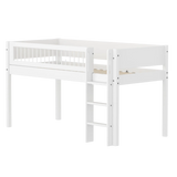 High Bed 120 cm with Ladder and Safety Rail, 90x200 cm, White