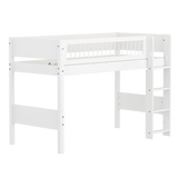 High Bed 143 cm with Ladder and Safety Rail, 90x200 cm, White
