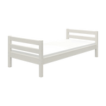 FLEXA WHITE single bed, 90x200 cm, Scandinavian style with slat base and mattress, shown in a child’s bedroom.