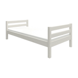 FLEXA single bed, WHITE, from a SCANDINAVIAN range with slatted headboard; child-safe design for kids’ bedroom.