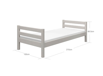 Single Bed, 90x200 cm, Grey